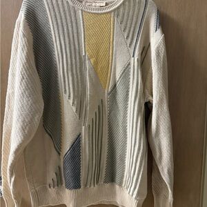 Norm Thompson Textured Knit Sweater in Cream and Yellow